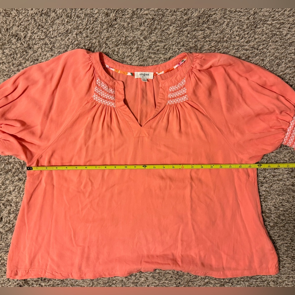 Umgee Orange Blouse with Embroidered Details - Picture 11 of 14